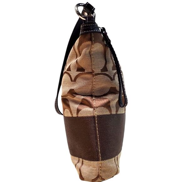 COACH Signature Stripe Monogram Print Convertible Canvas  Shoulder Crossbody Bag - Picture 5 of 11